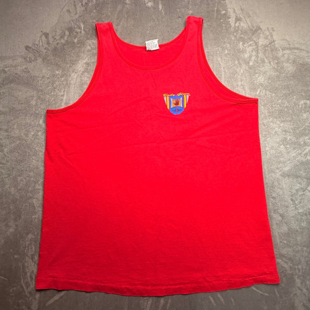 Body Glove Tank Top Mens XL Red Vintage 90s Made in USA Surfer Graphic Cotton‎